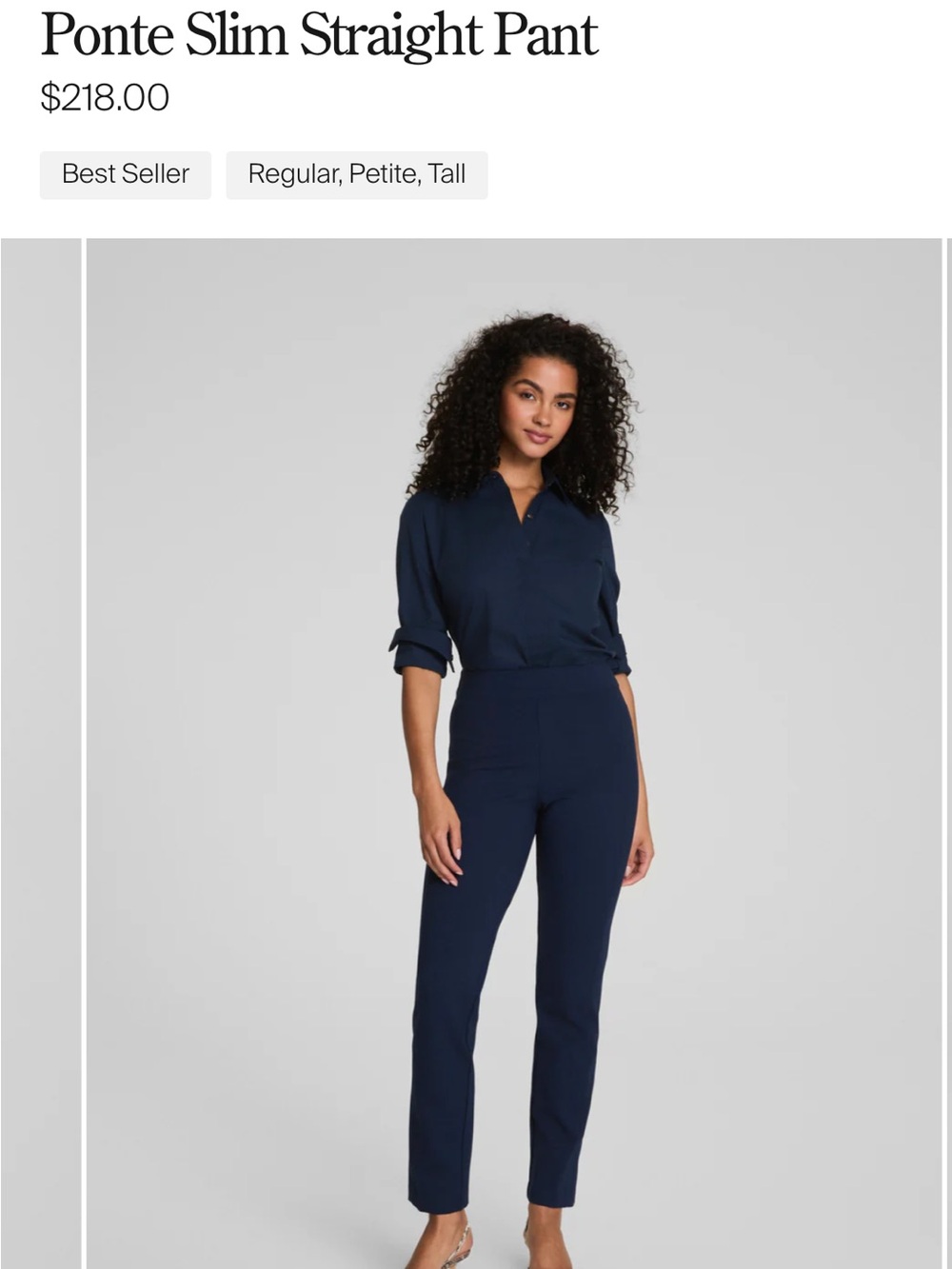 SPANX Ponte Slim Straight Pant — Navy small (tall) (NWT)